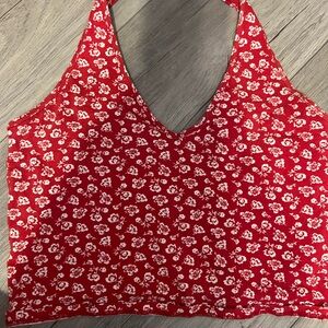 Hollister Red and White Floral Top